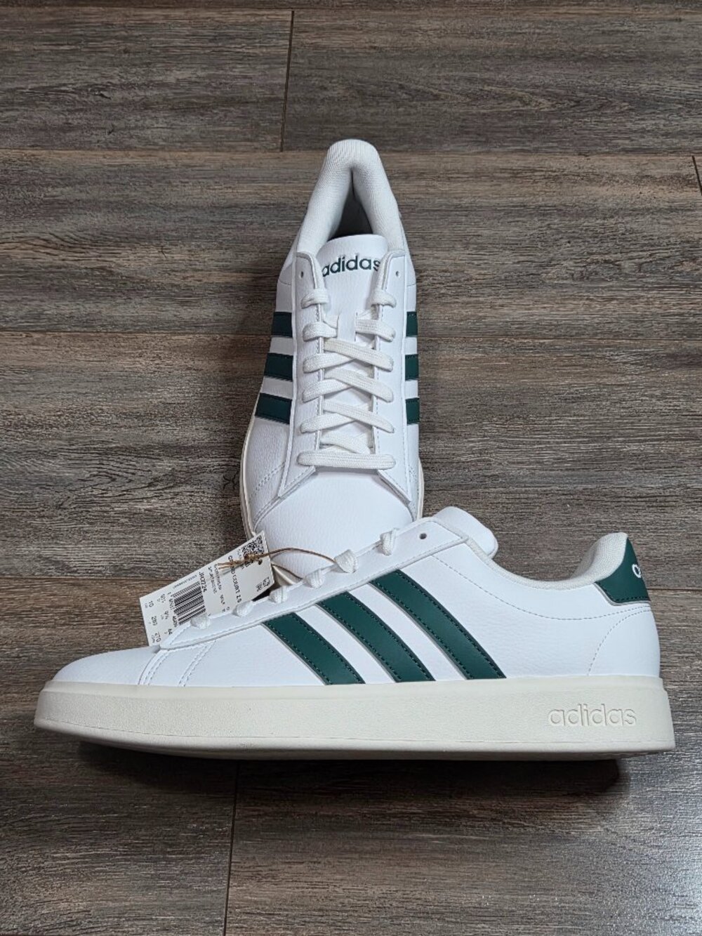 Adidas Grand Court 2.0 Men's 10 Cloudfoam White/Green JR2224